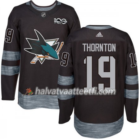Miesten NHL San Jose Sharks Pelipaita Joe Thornton 19 1917-2017 100th Anniversary Adidas Musta Authentic